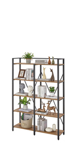 BON AUGURE Industrial 5-Tier Bookshelf