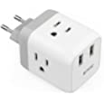 European to US Travel Plug Adapter, TROND International Electrical Power Adapter, with 2 USB Plug &amp; 3 American Outlet, US to Europe Cube Charger Adaptor for EU Germany France Spain, ETL Listed, Travel