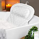 Bath Bathtub Pillow, Bath Pillow, SPA Bath tub Pillow mat for Headrest, Neck and Shoulder Support, 4D Air Mesh Breathable Bath Pillow for Women &amp; Men, with 6 Powerful Suction Cups (Bath Pillow-White)