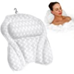 Bath Haven Bath Pillow Bathtub Pillow Back Neck Support Pillow, Spa Cushion for Tub, Relaxing Headrest Bath Pillow, Portable Washable Bathtub Accessories with 3D Air Mesh Thick Soft Bath Pillow, White