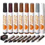 Katzco Furniture Repair Kit Wood Markers - Set of 17 - Markers and Wax Sticks with Sharpener - for Stains, Scratches, Floors, Tables, Desks, Carpenters, Bedposts, Touch-Ups, Cover-Ups, Molding Repair