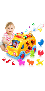 Baby Toys 12-18 Months Musical Bus Toys for 1 2 3 4+Year Old Boys Girls Gifts,Early Educatio