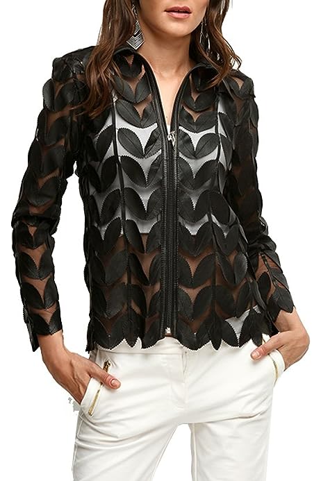 Design Handmade Leaf Leather Jacket