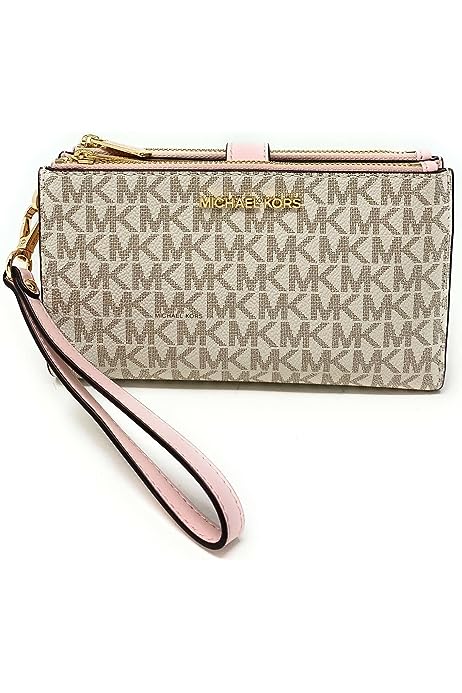 Jet Set Travel Double Zip Wristlet (vanilla softpink)