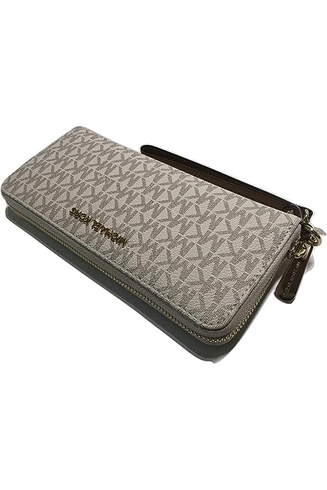 MICHAEL Michael Kors Jet Set Travel Continental Wallet Wristlet (Signature MK Vanilla)