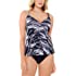 Swim Solutions Women's Coastal Plates Printed Tiered Tummy-Control One-Piece Swimsuit