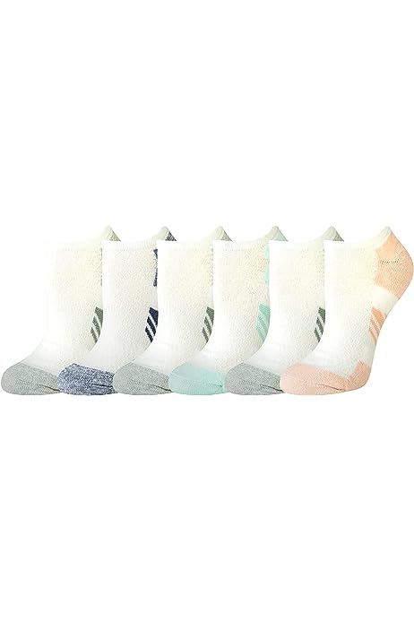 Women's Performance Cotton Cushioned Athletic No-Show Socks, 6 Pairs