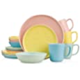 Stone lain Elena Stoneware Dinnerware Set, 16 Piece - Service For 4, Blue, Mint, Pink, Yellow