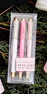 metal pen set, cute desk accessories, boss lady, girl boss, girl boss gift, female boss present