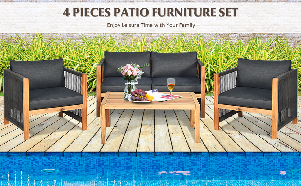 4 pieces wood furniture set