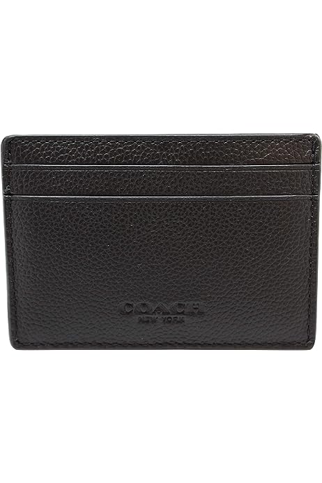 Men's Money Clip Card Case Calf Leather Wallet, F75459 (Black)