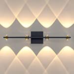 Up Down Wall Light, 4-Lights Indoor Modren Decorative Lighting Bathroom Vanity Light, 3000K Warm White Matte Black Brass Led Spot Light,16W 1600lm Large Decor Wall Sconces for Living Room Bedroom