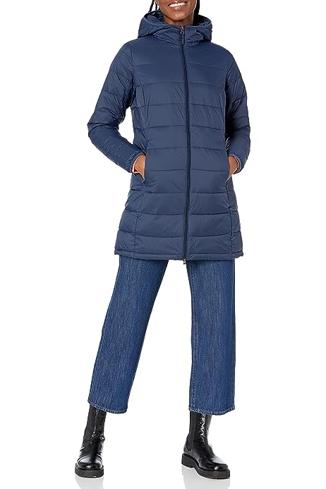 Women's Lightweight Water-Resistant Hooded Puffer Coat (Available in Plus Size)