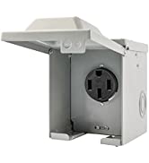 RVGUARD 50 Amp 125/250 Volt RV/EV Power Outlet Box, Enclosed Lockable Weatherproof Outdoor Electr...