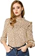 Allegra K Women's Vintage Long Sleeve Ruffle Polka Dots Blouse Top