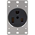 STARELO Flush Mounting Receptacle NEMA 6-50R, 50A 250V 2 Pole 3 Wire Grounding Straight Blade, Heavy Duty Industrial Grade Power Receptacle (6-50R)