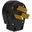 Nema 10-30P Plug 30 Amp 125/250 Volt Angle Plug, 3 Pole 3 Wire Grounding Straight Blade Plug for Dyer and Ranges LK3331