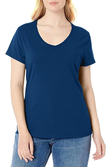 Womens Perfect-t V-Neck T-Shirt, Ring-Spun Cotton Short Sleeve Tee for Women