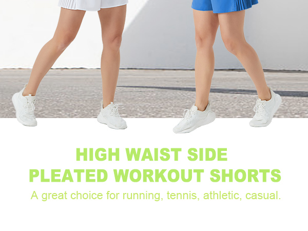 High Waist Side Pleated Workout Shorts