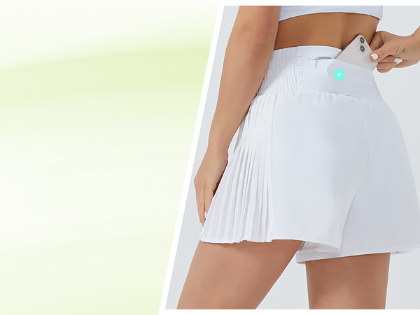 High Waist Side Pleated Workout Shorts