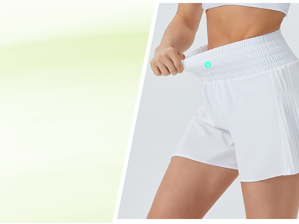 High Waist Side Pleated Workout Shorts