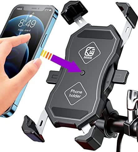 Motorcycle Phone Mount, Bike Phone Holder, BRCOVAN One-Touch Automatically Lock & Quick Release Handlebar Cell Phone Cradle Clamp, ATV Bicycle Scooter Phone Clip Compatible with 4''-6.9'' Cellphone