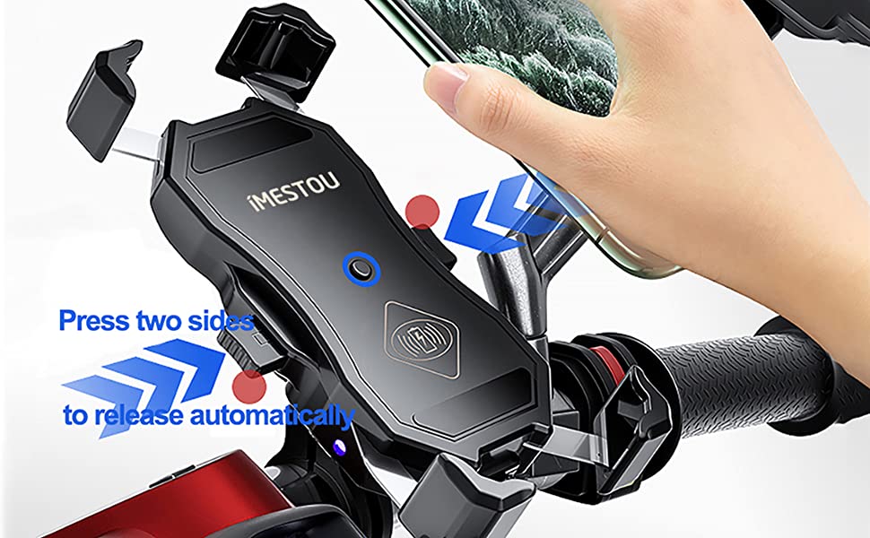 One-hand Operation Motorcycle Wireless USB Charge Phone Mount