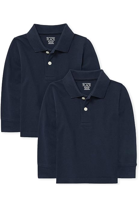 Baby Boys' Toddler Multipack Long Sleeve Pique Polos