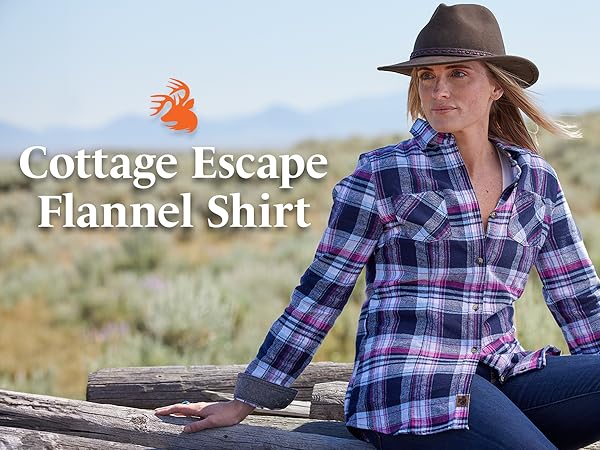 Cottage Escape, Flannel, Button Down, Shirt, Long sleeve