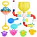 FUN LITTLE TOYS 22 PCs Bath Toys for Toddler, Flower Water Station, Bath Squirters, Stacking Cups, Rotating Spray Water Toy, Birthday Gifts for Kids