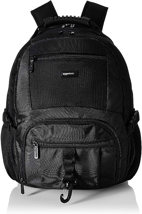 Amazon Basics Multi-Compartment Backpack with Top Handle and Padded Shoulder Straps, Fits up to 15-Inch Laptop - Black