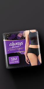 Always Discreet Boutique Low-Rise Black Underwear