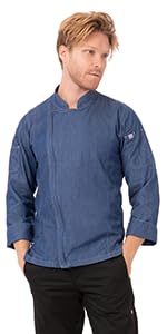 Chef Works Mens Gramercy Denim Chef Coat