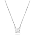 Swarovski Attract Pendant Necklace with a Circle Cut Clear Crystal on a Rhodium Plated Setting with Matching Chain