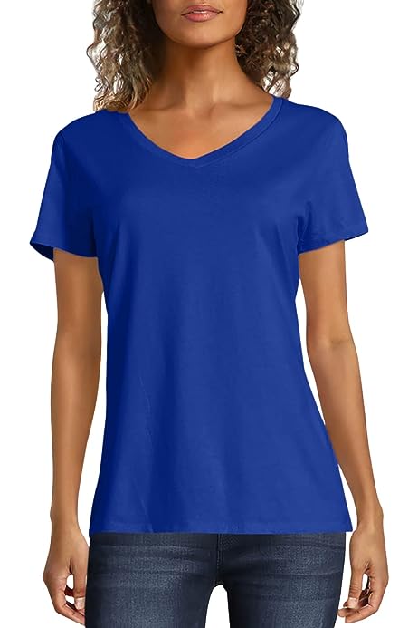 Womens Perfect-t V-Neck T-Shirt, Ring-Spun Cotton Short Sleeve Tee for Women