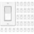 [30 Pack] BESTTEN Single Pole Wall Light Switch with Wallplate, 15A 120/277V, Decorator On/Off Rocker Paddle Interrupter, UL Listed, White