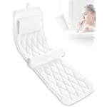 Bath Bathtub Pillow, Bath Pillow, SPA Bath tub Pillow mat for Headrest, Neck and Shoulder Support, 4D Air Mesh Breathable Bath Pillow for Women &amp; Men, with 6 Powerful Suction Cups (Bath Mat-W-1)