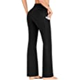 IUGA Bootcut Yoga Pants for Women with Pockets High Waisted Workout Pants Tummy Control Bootleg Work Pants for Women Black