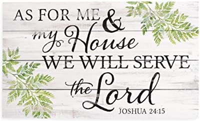 P. Graham Dunn My House Will Serve The Lord Whitewash 24 x 14 Wood Pallet Wall Plaque Sign