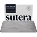 SUTERA - Stone Bath Mat, Diatomaceous Earth Shower Mat, Non-Slip Super Absorbent Quick Drying Bathroom Floor Mat, Natural, Easy to Clean (23.5 x 15 Gray)