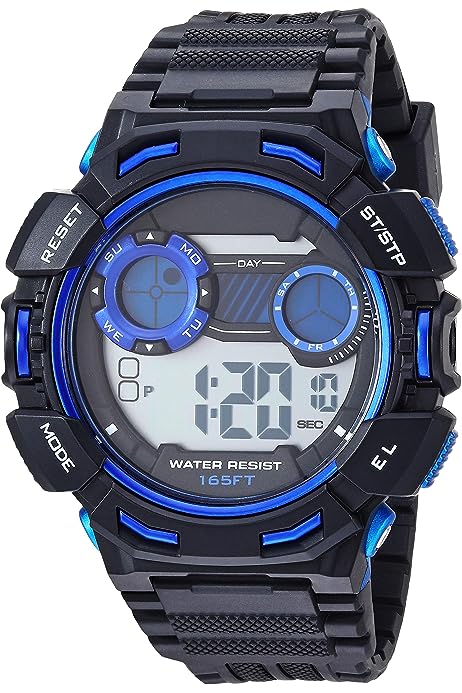 Men's Digital Chronograph Black Resin Strap Watch