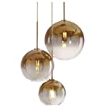 KCO Lighting Modern 3-Pack Gold Globe Pendant Lighting Adjustable Length Lamp LED Farmhouse Light Fixtures Brass Dining Room Decor Hanging Light for Bedroom Kitchen Island Entryway