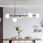 KCO Lighting Modern Bird Chandelier Kitchen Island Linear Pendant Light Glass Globe Dining Light Flush Mount Ceiling Lights for Living Room Bar (Black)