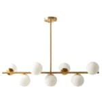 KCO Lighting Modern Gold Chandelier with White Globe Sputnik Chandelier Pendant Light Frosted Globe Glass Adjustable Hanging Ceiling Light for Dining Room Living Room Kitchen (Gold)