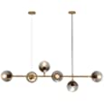 KCO Modern Ceiling Pendant Lighting, Mid-Century Glass Globes Sputnik Pendant Lamp, LED 6-Light Hanging Adjustable Chandelier for Kitchen Island Living Dining Room (Gold)