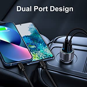 dual port usb c car charger