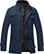 Wantdo Men's Wool Blend Jacket Stand Collar Windproof Pea Coat