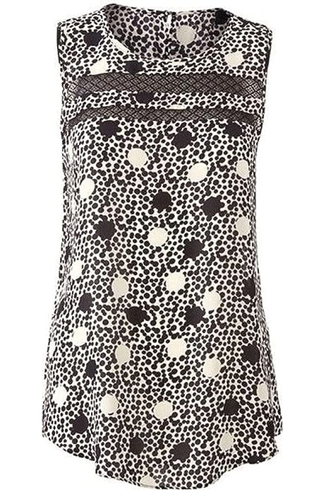 Style # 3079 Jot Top Polka Dot Black White Sleeveless Blouse