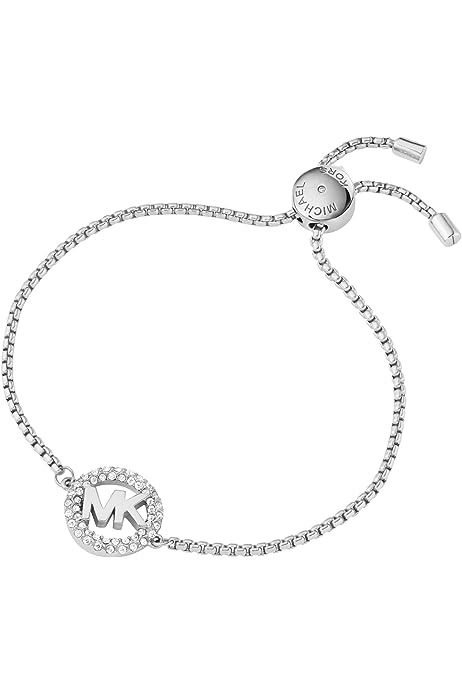 Women's Stainless Steel Silver-Tone Slider Bracelet with Crystal Accents