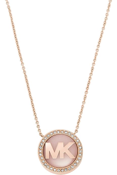 Women's Rose Gold Tone Pendant Necklace With Crystal Accents